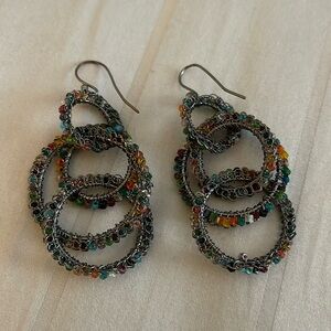 Multi Colored Beaded Circle Drop Earrings